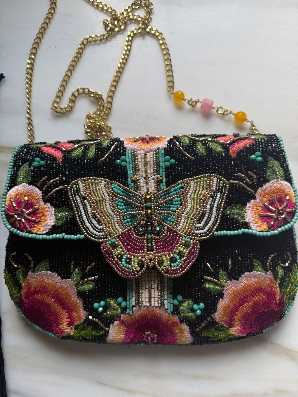 Mary Frances, Dream Chaser, Black Beaded Butterfly Crossbody, NWT - Picture 2 of 11